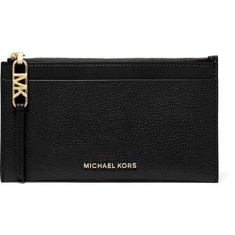 michael kors id card case black gold tone hardware|MICHAEL Michael Kors Empire Small Zip Card Case .